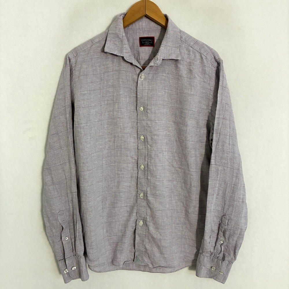 UnTUCKit Torontel Linen Slim Fit Shirt Mens L Long Sleeve Breathable Lightweight